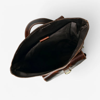 Zaino Roll Top Marrone Con Fibbia Unisex — Saddle, immagine 4