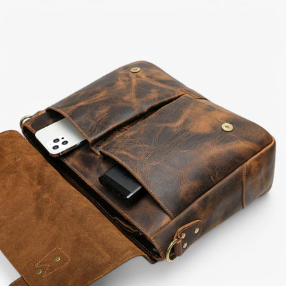 Borsa Messenger Marrone Vintage Unisex — Matera, immagine 4