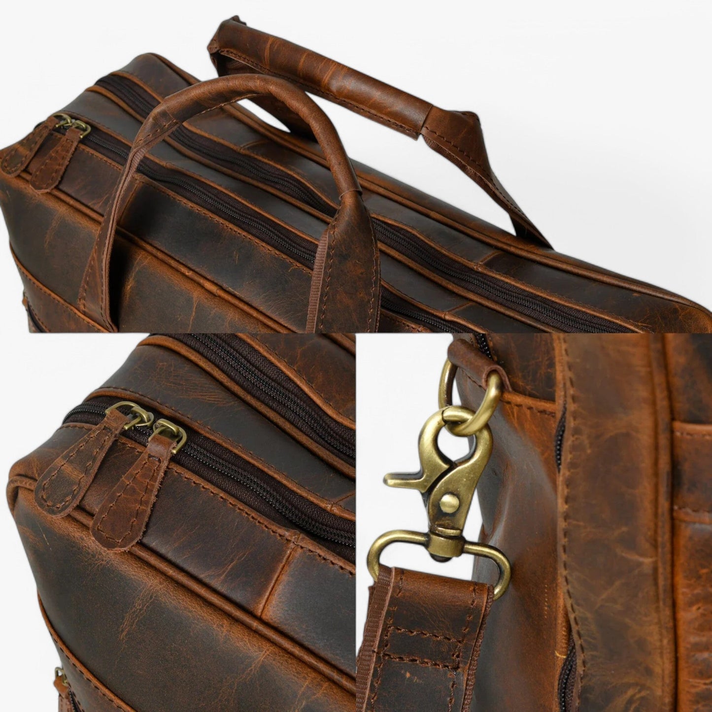Borsa Portadocumenti Marrone Multiscomparto Unisex — Vigevano, immagine 13