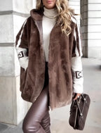 Cappotto Oversize In Pelliccia Sintetica Da Donna Con Cappuccio, immagine 5