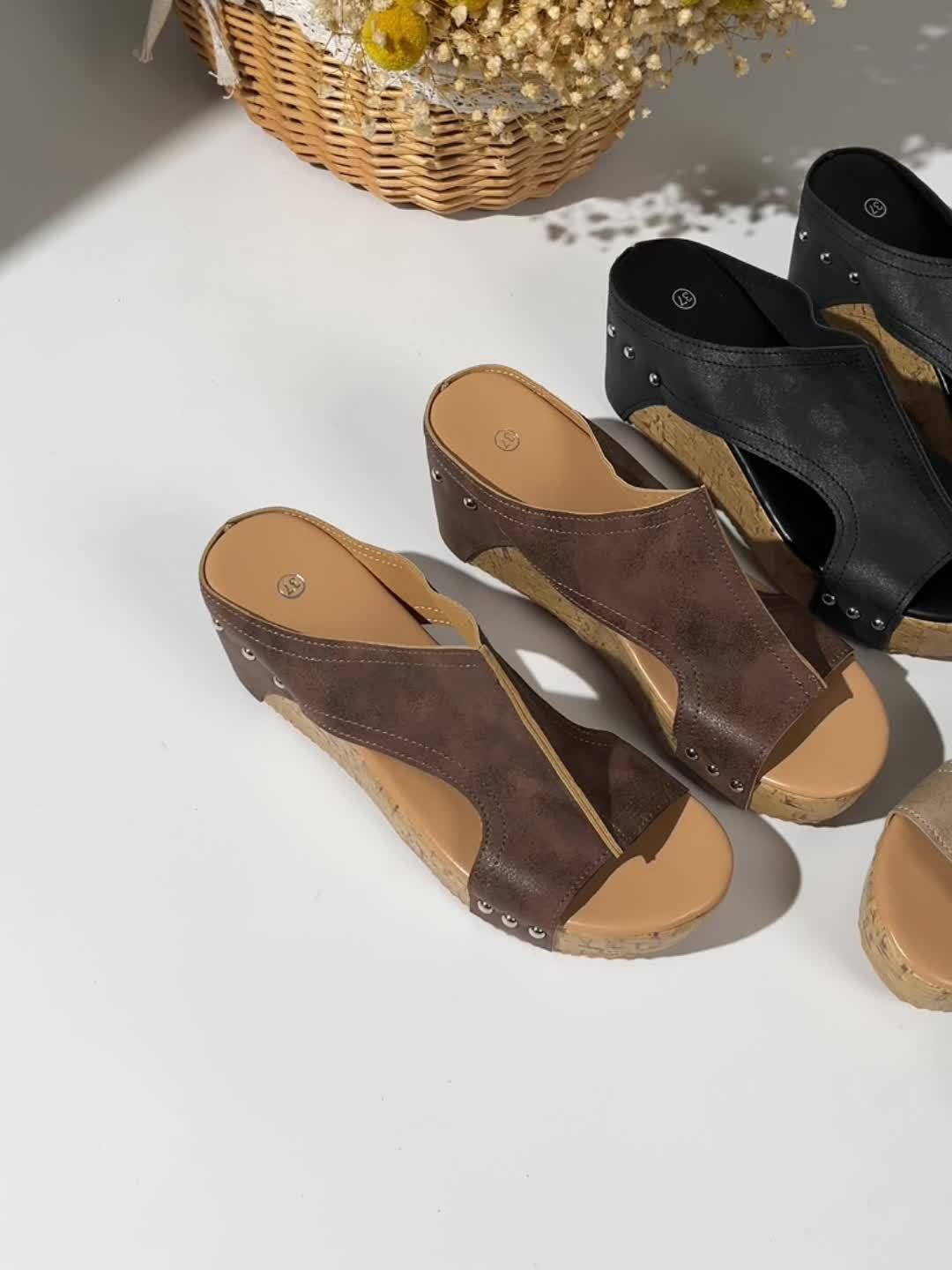 Alessia | Sandalo in Pelle con Zeppa