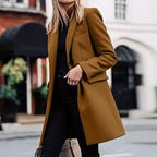 Cappotto Lungo Sfiancato Da Donna Con Revers E Tasche Con Patta, immagine 2