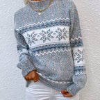 Maglione Con Fiocchi Di Neve Da Donna Con Collo Alto E Taglio Comodo, immagine 1