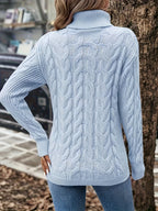 Maglione A Trecce Da Donna Con Collo Alto E Taglio Comodo, immagine 27