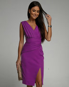 Abito Midi Aderente Da Donna Con Scollo A V E Spacco Laterale, immagine 8
