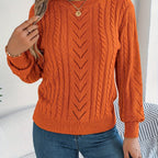 Maglione A Trecce Da Donna Con Girocollo E Maniche Lunghe, immagine 15
