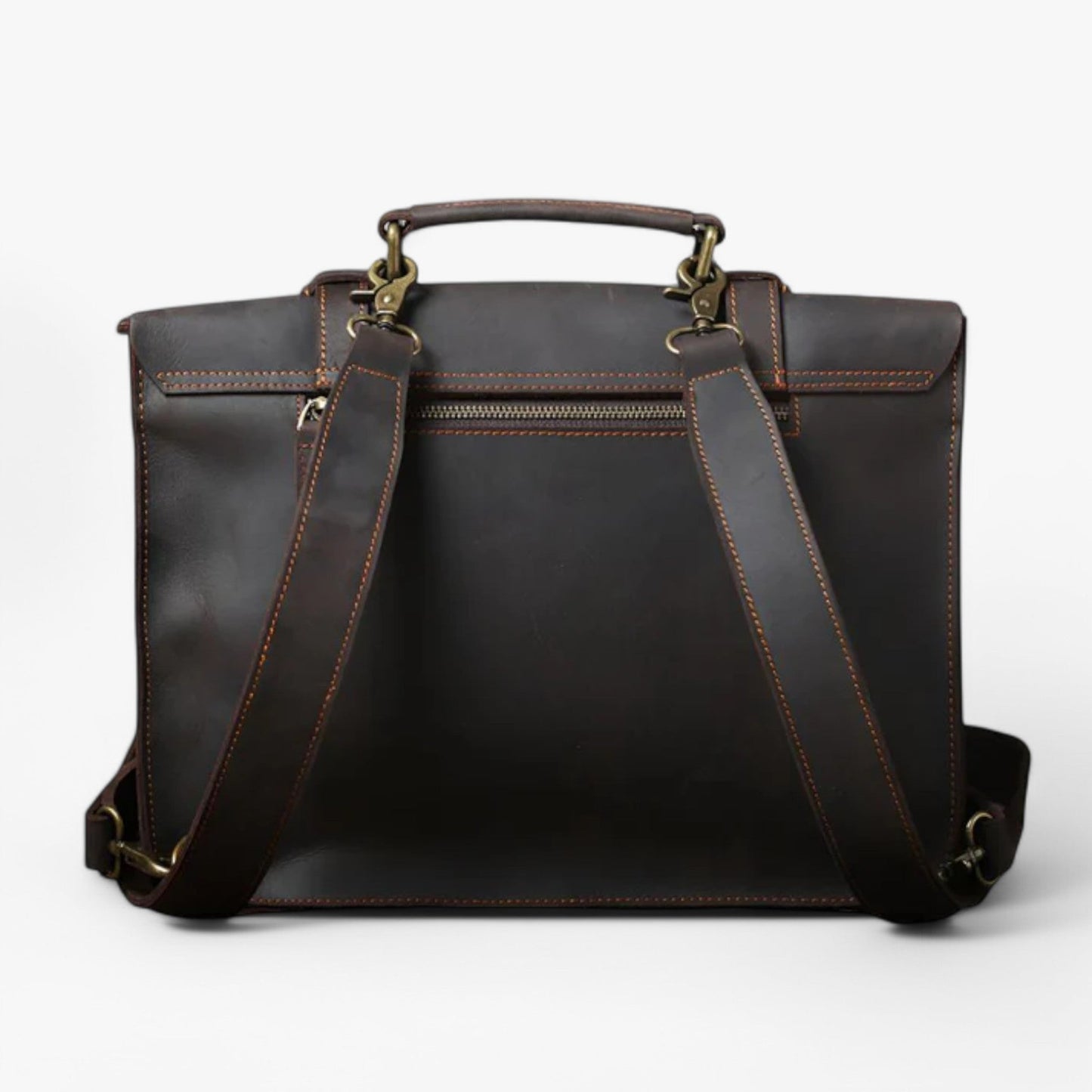 Borsa Messenger Marrone Con Patta Unisex — Trento, immagine 3