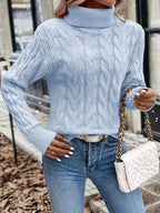 Maglione A Trecce Da Donna Con Collo Alto E Taglio Comodo, immagine 29