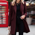 Cappotto Lungo Sfiancato Da Donna Con Revers E Tasche Con Patta, immagine 6