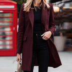 Cappotto Lungo Sfiancato Da Donna Con Revers E Tasche Con Patta, immagine 6