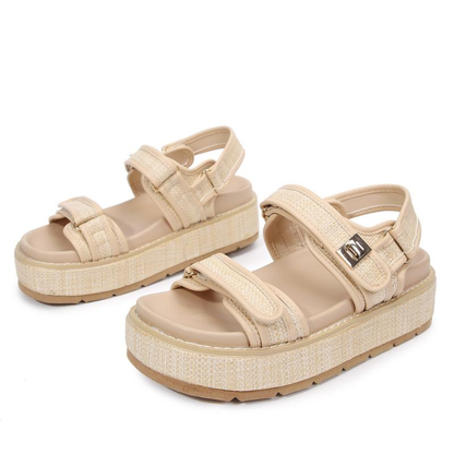 Raffia Buckle Platform — Sandali Con Plateau Con Fibbia Da Donna, immagine 2