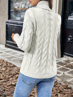 Maglione A Trecce Da Donna Con Collo Alto E Taglio Comodo, immagine 39