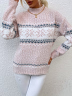 Maglione Con Fiocchi Di Neve Da Donna Con Collo Alto E Taglio Comodo, immagine 14