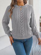 Maglione A Trecce Da Donna Con Girocollo E Maniche Lunghe, immagine 12