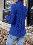 Maglione A Trecce Da Donna Con Collo Alto E Taglio Comodo, immagine 21
