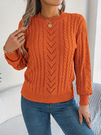 Maglione A Trecce Da Donna Con Girocollo E Maniche Lunghe, immagine 16