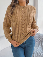 Maglione A Trecce Da Donna Con Girocollo E Maniche Lunghe, immagine 4