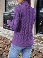 Maglione A Trecce Da Donna Con Collo Alto E Taglio Comodo, immagine 33