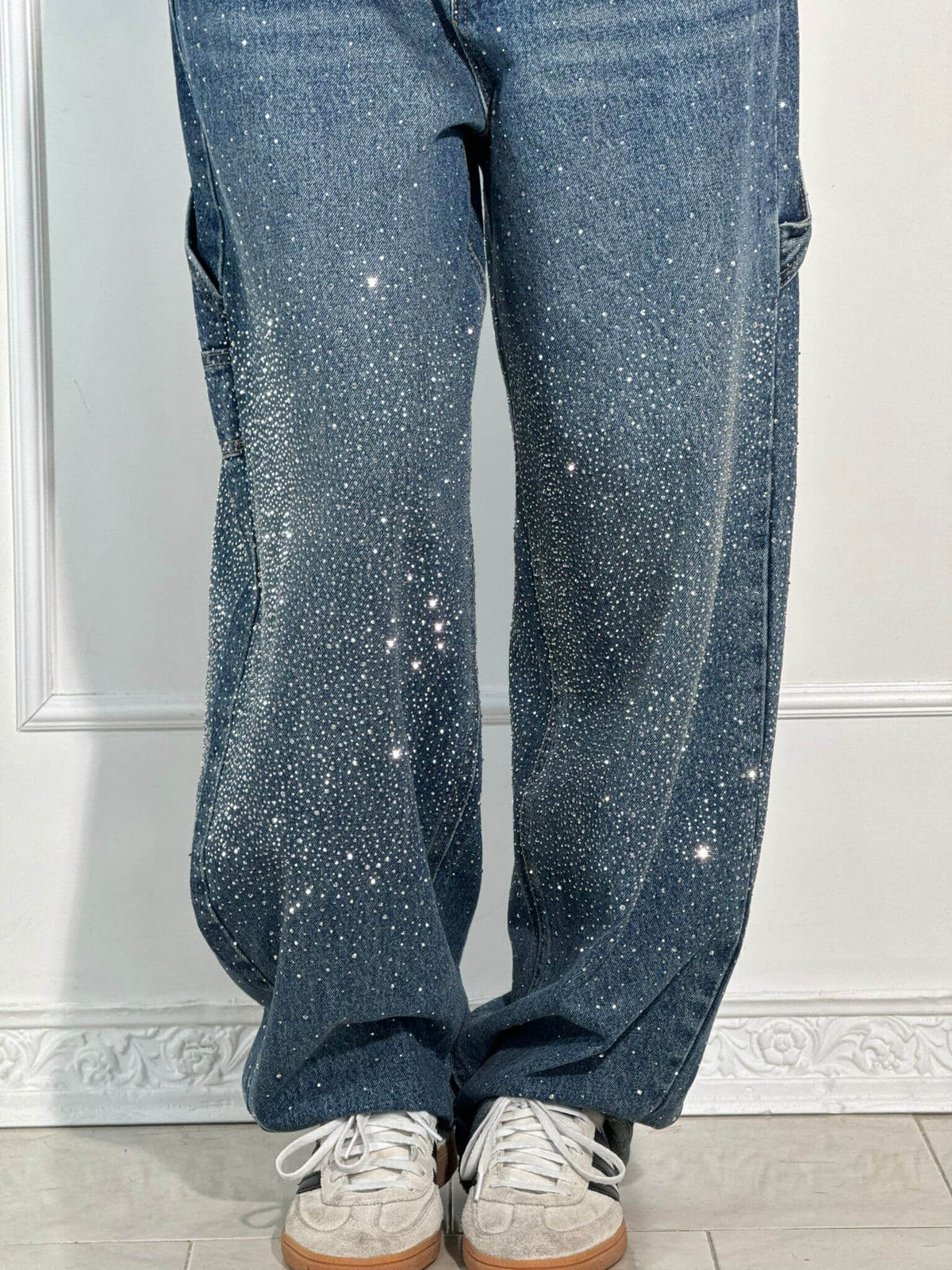 Jeans Balloon Da Donna A Gamba Larga Con Dettagli Brillanti, immagine 4