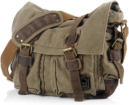 Borsa Messenger Verde Porta Laptop In Tela Uomo — Jonio, immagine 1