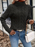Maglione A Trecce Da Donna Con Collo Alto E Taglio Comodo, immagine 10