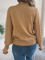 Maglione A Trecce Da Donna Con Girocollo E Maniche Lunghe, immagine 3