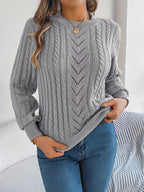 Maglione A Trecce Da Donna Con Girocollo E Maniche Lunghe, immagine 14
