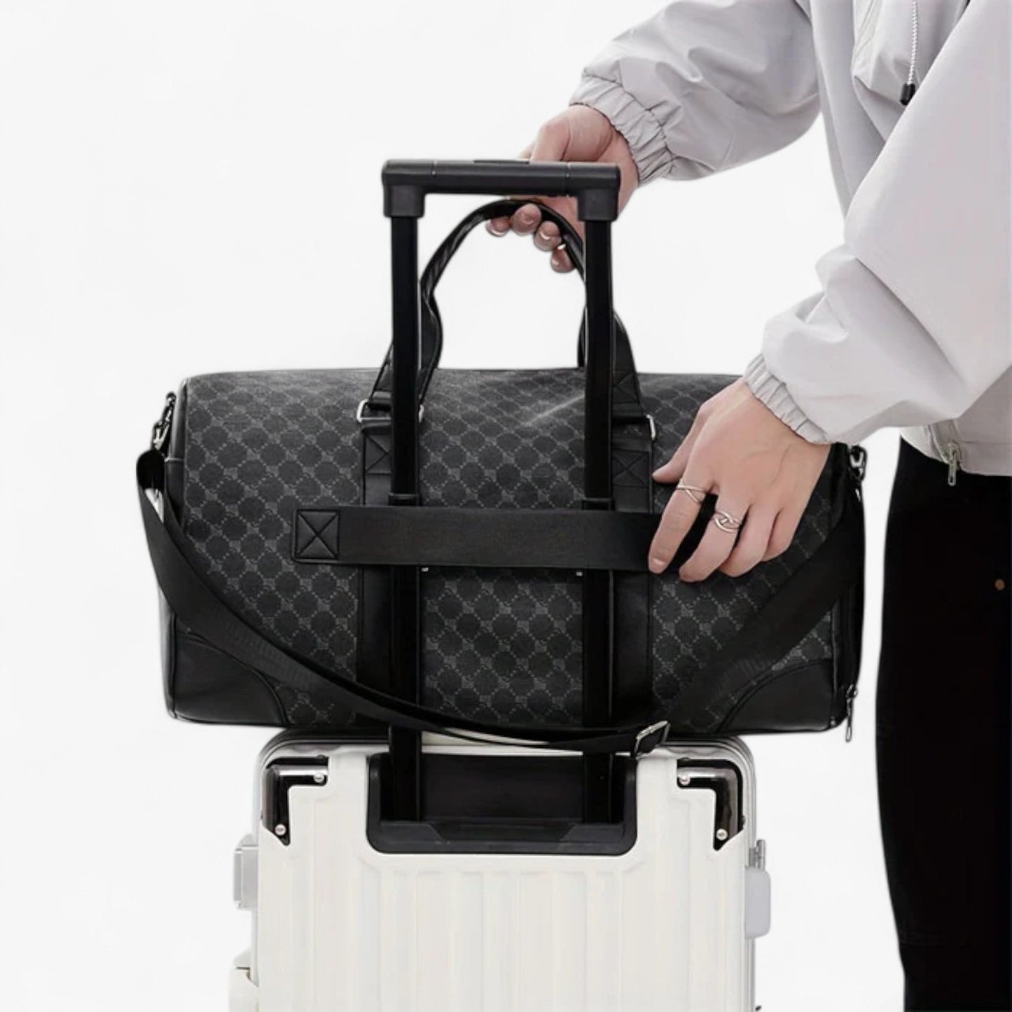 Borsone Da Viaggio Nero Multiscomparto Unisex — Modena, immagine 5