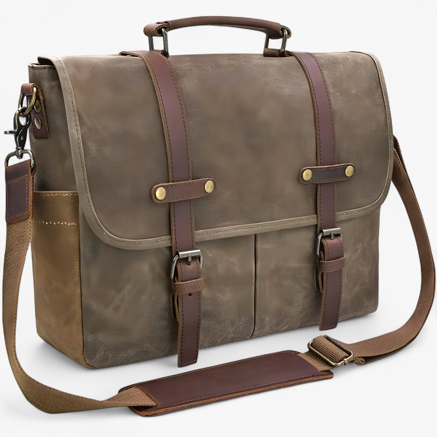 Borsa Messenger Marrone Porta Laptop Uomo — Luino, immagine 5