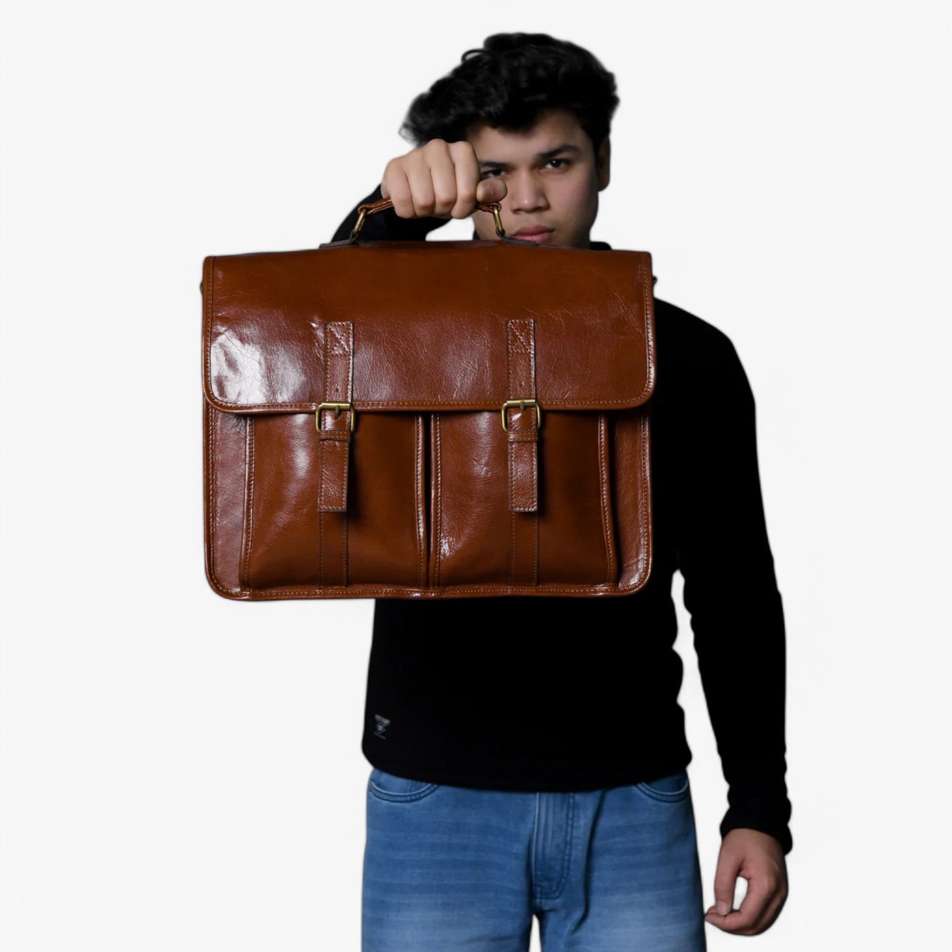 Borsa Portadocumenti Marrone Con Patta Uomo — Savona, immagine 9
