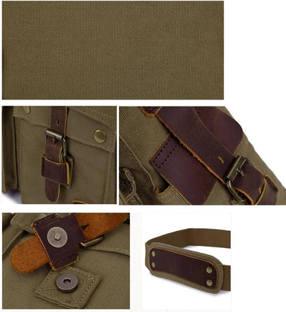 Borsa Messenger Verde Porta Laptop In Tela Uomo — Jonio, immagine 6