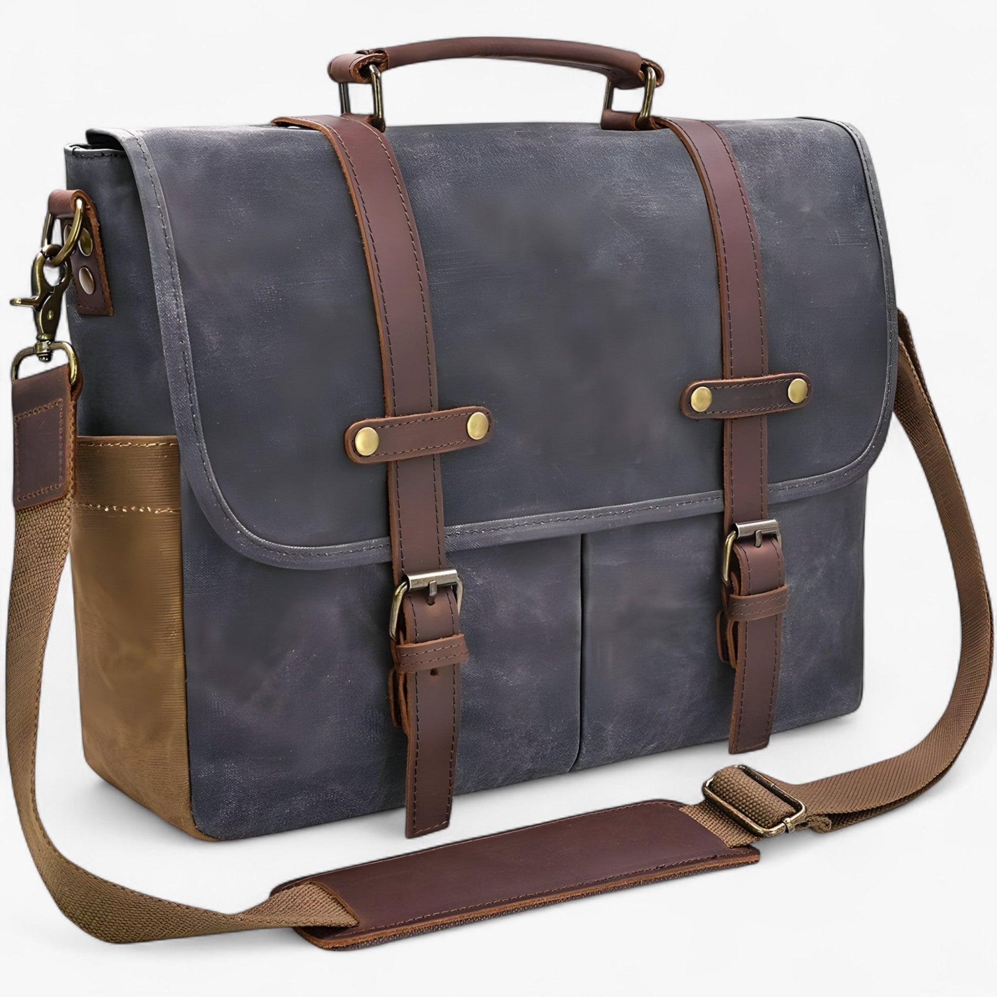 Borsa Messenger Marrone Porta Laptop Uomo — Luino, immagine 4