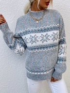 Maglione Con Fiocchi Di Neve Da Donna Con Collo Alto E Taglio Comodo, immagine 5