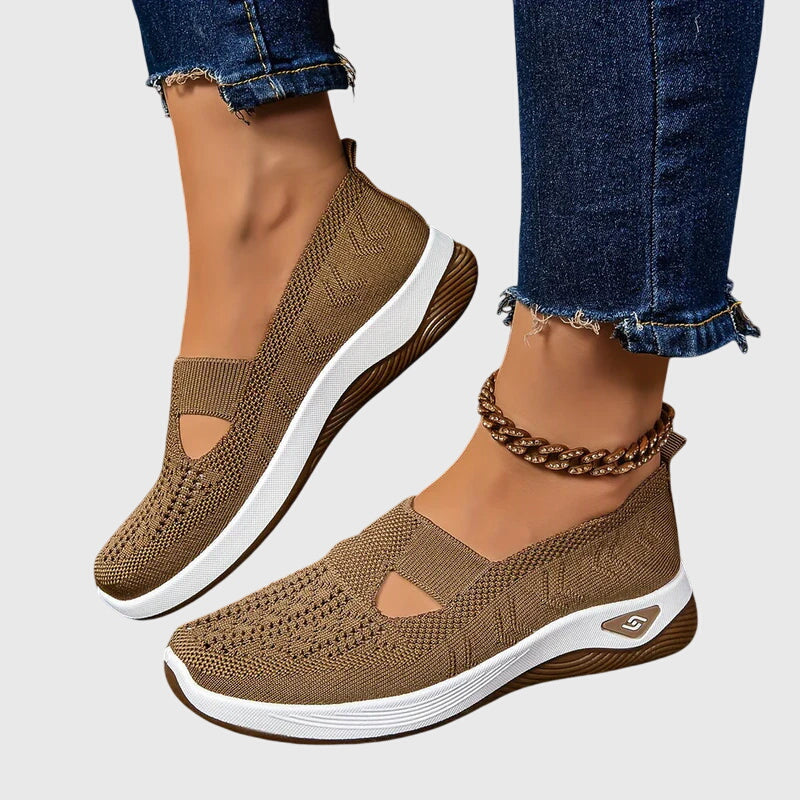 Sneakers Slip On Da Donna In Tessuto Traforato Con Suola Spessa, immagine 2
