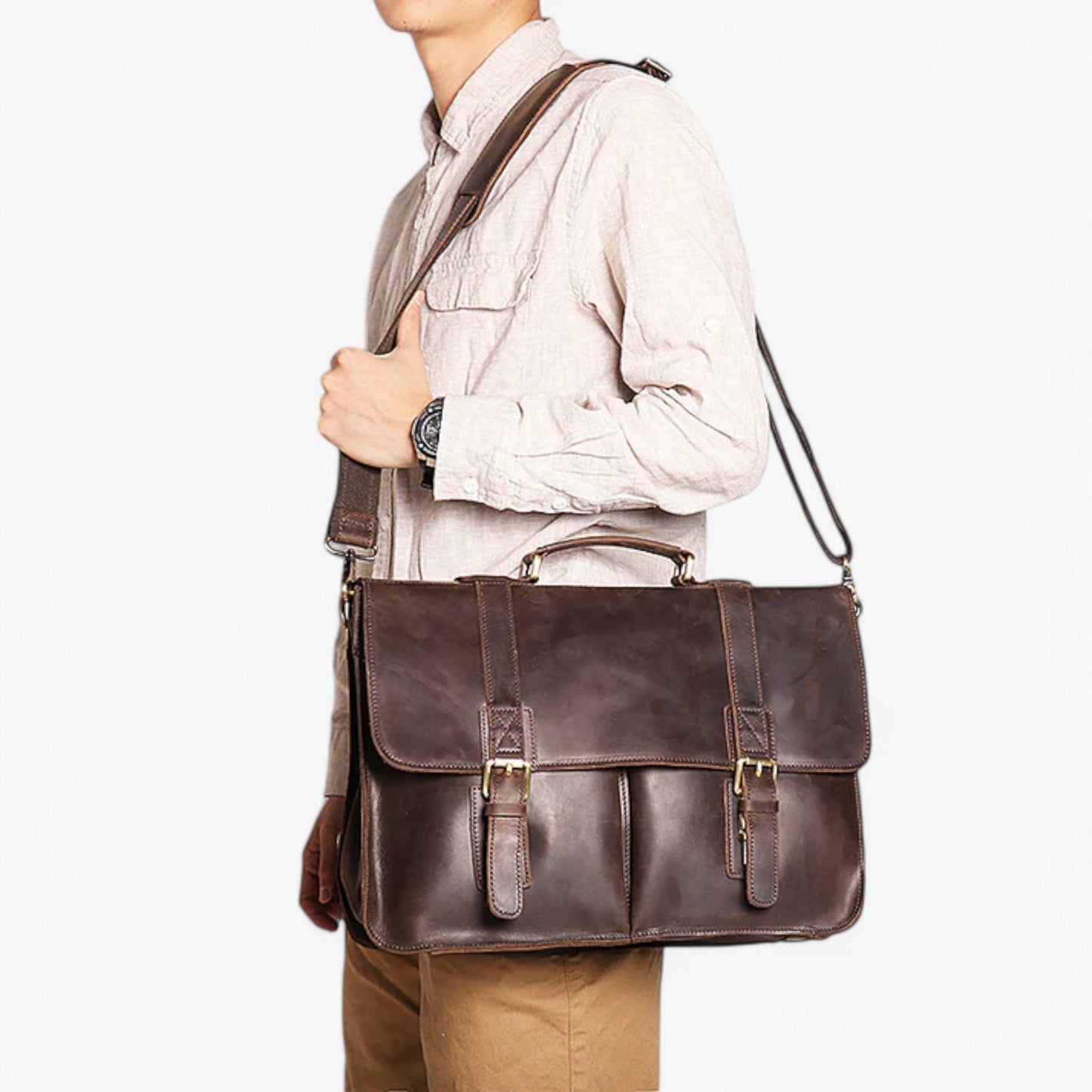 Borsa Portadocumenti Marrone Con Patta Donna — Enna, immagine 3