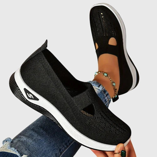 Sneakers Slip On Da Donna In Tessuto Traforato Con Suola Spessa, immagine 5