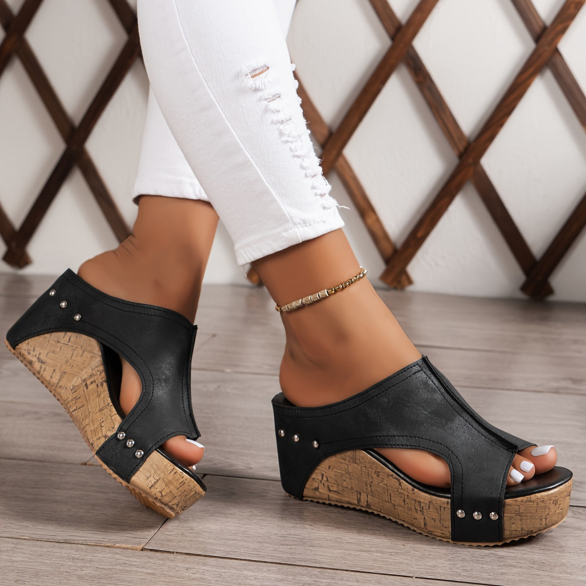 Alessia | Sandalo in Pelle con Zeppa