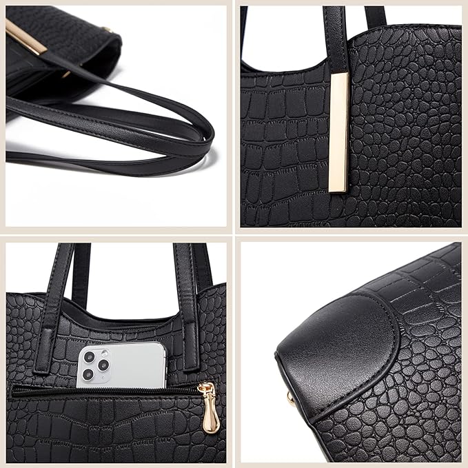 Set Borse Tote Nere Intrecciate 3 Pezzi Donna — Ravenna, immagine 2