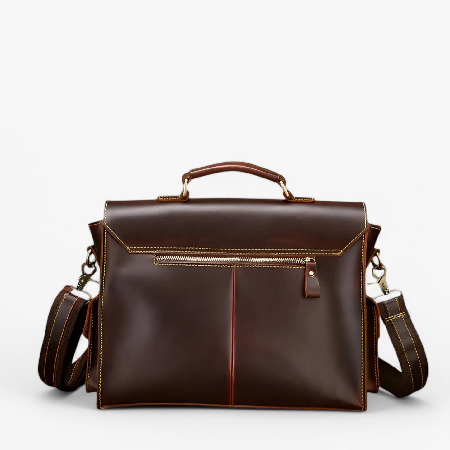 Borsa Portadocumenti Marrone Con Chiusura Unisex — Retro, immagine 4