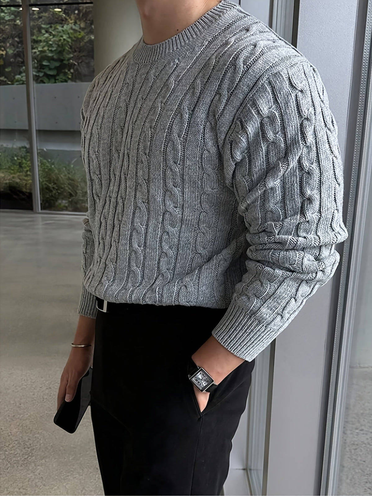 Maglione A Trecce Da Donna Con Girocollo E Maglia Spessa, immagine 11