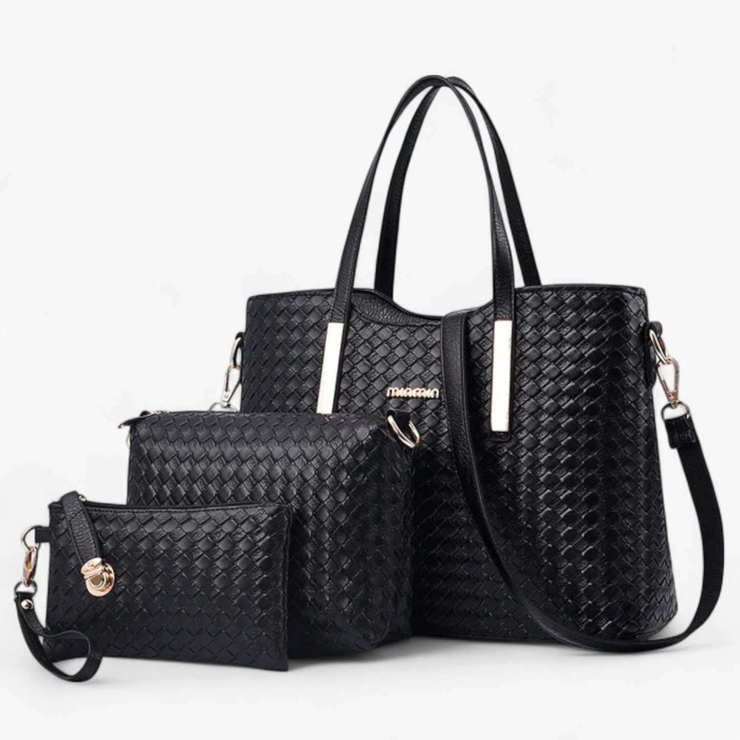 Set Borse Tote Nere Intrecciate 3 Pezzi Donna — Ravenna, immagine 1