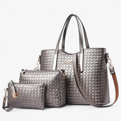 Set Borse Tote Nere Intrecciate 3 Pezzi Donna — Ravenna, immagine 7