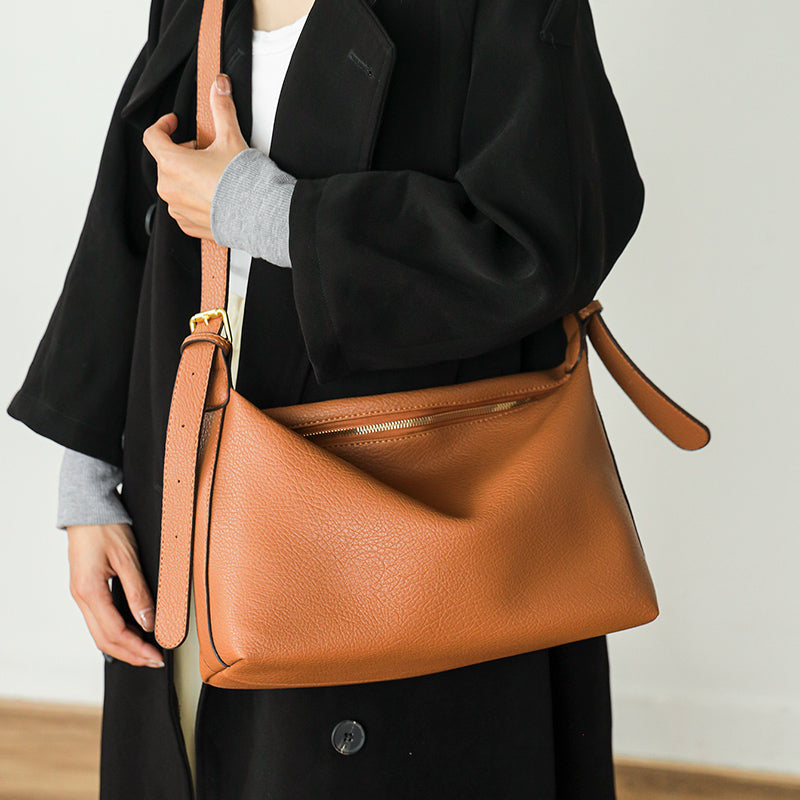 Borsa A Tracolla Marrone Ampia Donna — Ambra, immagine 1