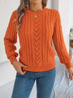 Maglione A Trecce Da Donna Con Girocollo E Maniche Lunghe, immagine 18