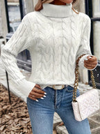 Maglione A Trecce Da Donna Con Collo Alto E Taglio Comodo, immagine 40
