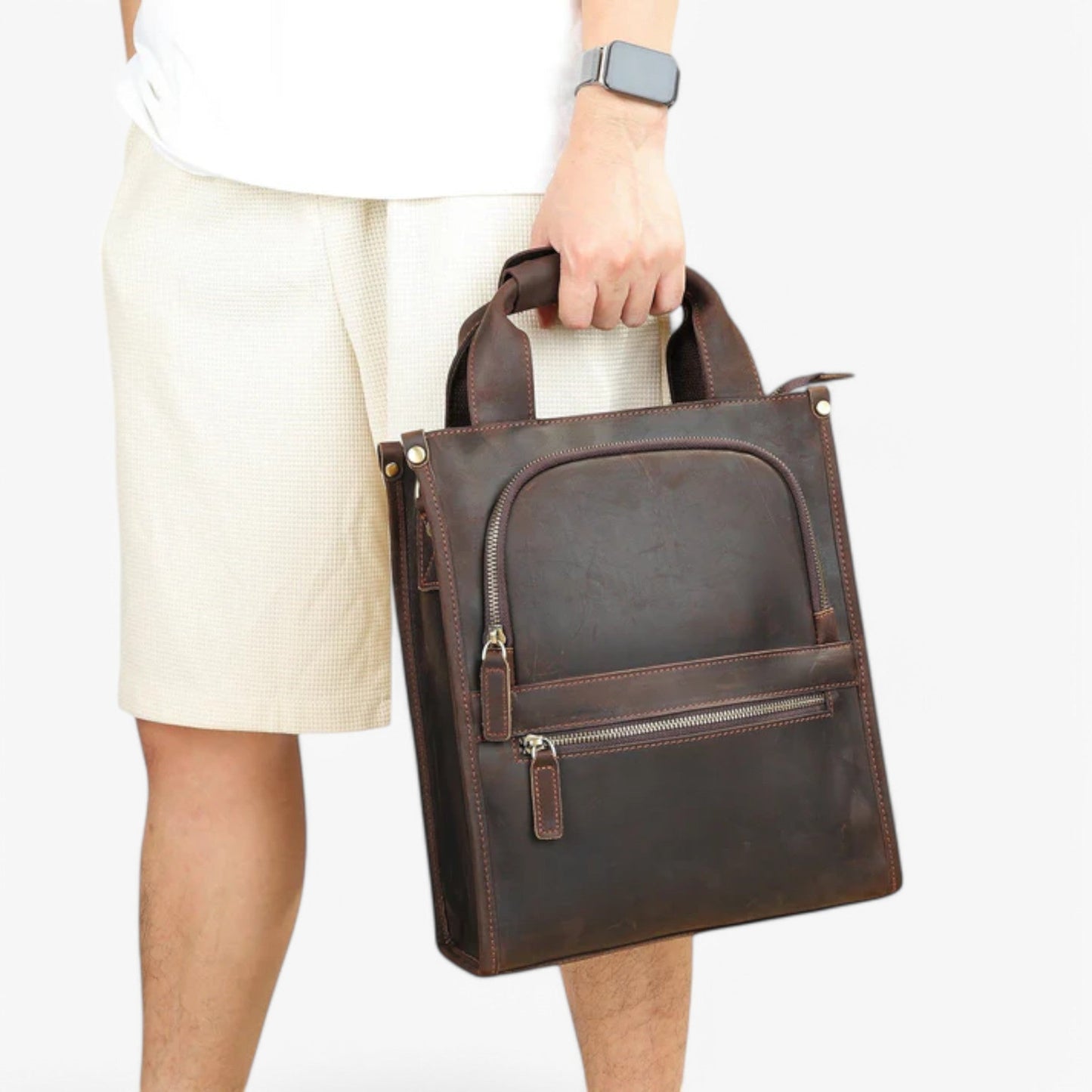 Borsa Portadocumenti Marrone Con Patta Unisex — Aversa, immagine 2