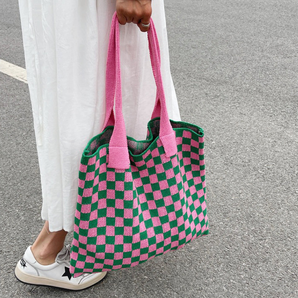 Borsa Tote Verde A Scacchi Donna — Mosaico, immagine 3