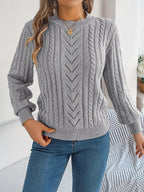 Maglione A Trecce Da Donna Con Girocollo E Maniche Lunghe, immagine 13