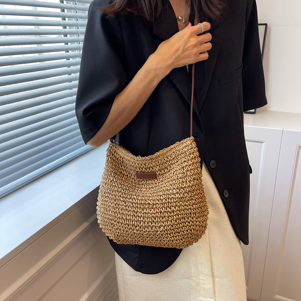 Borsa A Spalla Beige Intrecciata Donna — Taormina, immagine 21
