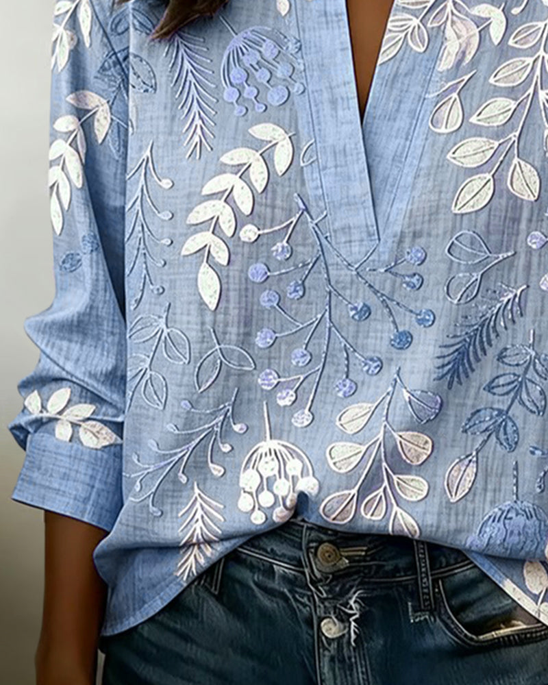 Blusa Floreale Da Donna Con Scollo A V E Maniche Tre Quarti, immagine 6